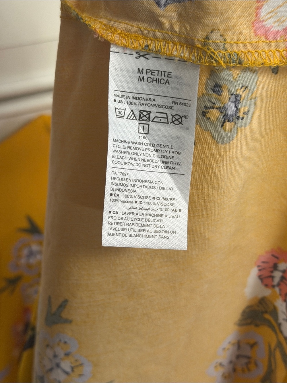 Old Navy Mustard Floral Sleeve Tie Cuff Shift Dress - Picture 5 of 5